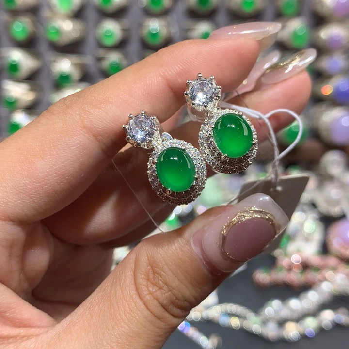 未镶嵌定制翡翠耳钉