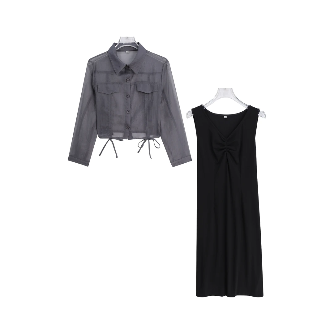 吊带裙夏季上衣宽松开衫百搭连衣裙套装A14340