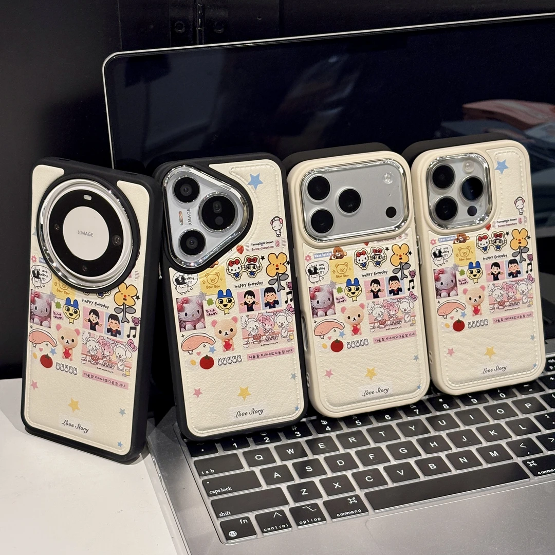 拓麻歌子花朵适用苹果17pro手机壳16PM电镀皮纹15华为p小众mate70