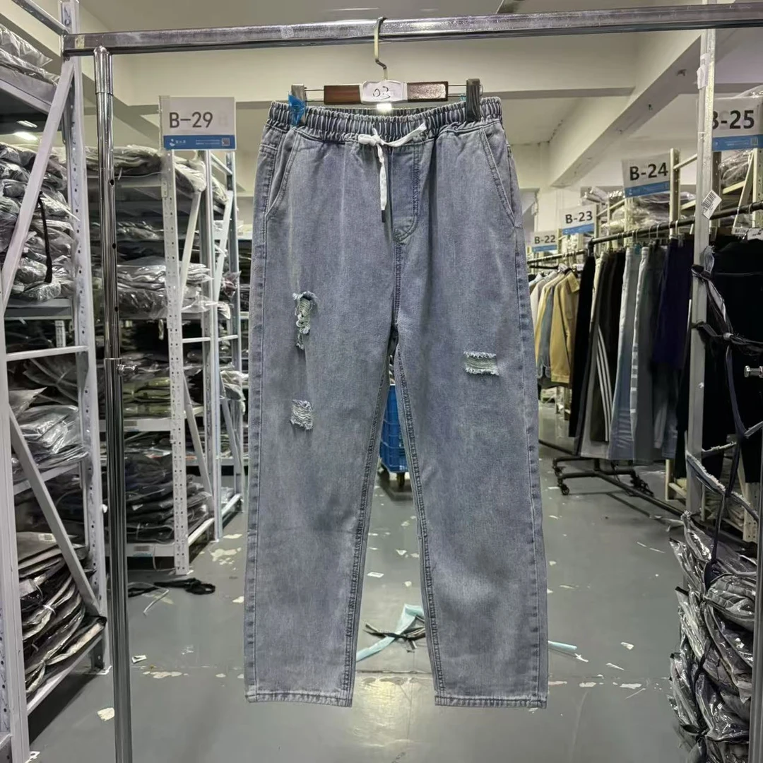 03春秋潮牌港风复古情侣百搭高街ins破洞牛仔长裤