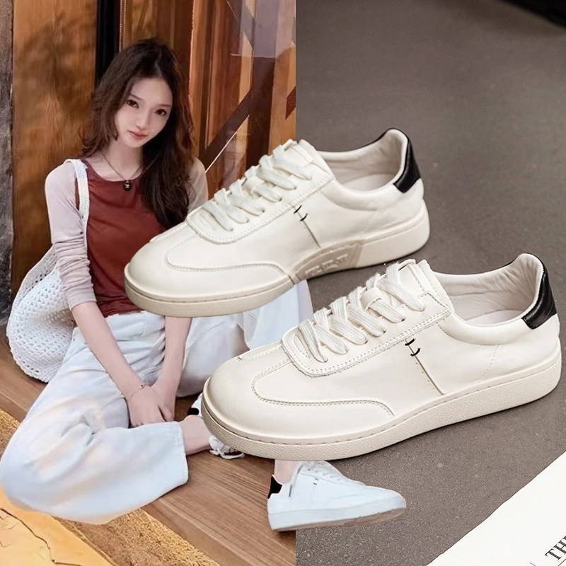 超软糯！里外全牛皮~踩屎感厚底德训鞋女百搭轻便休闲板鞋小白鞋