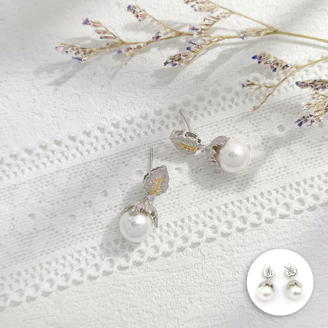 铜合金合成锆石耳饰 VWHL-009499【流羽星河】耳饰简约小众简约