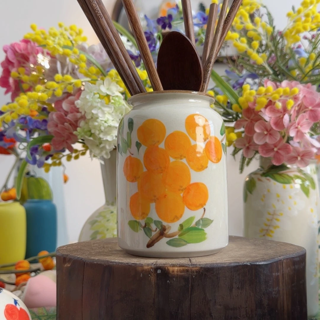 摆件景德镇陶瓷手绘小花瓶摆件