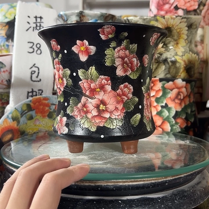 景德镇手绘花盆满38包邮偏远地区除外