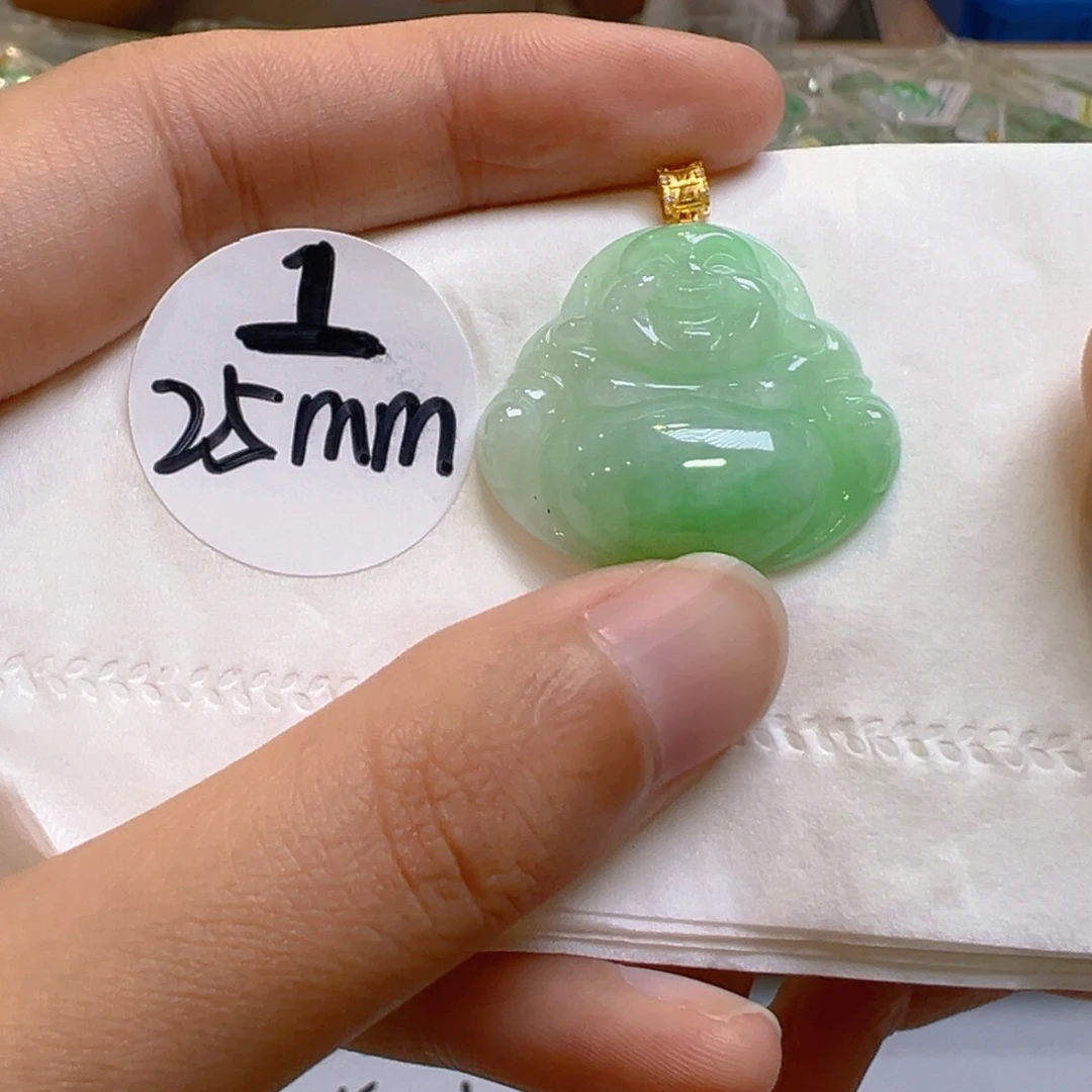 吊坠(不含链)18K金镶嵌翡翠