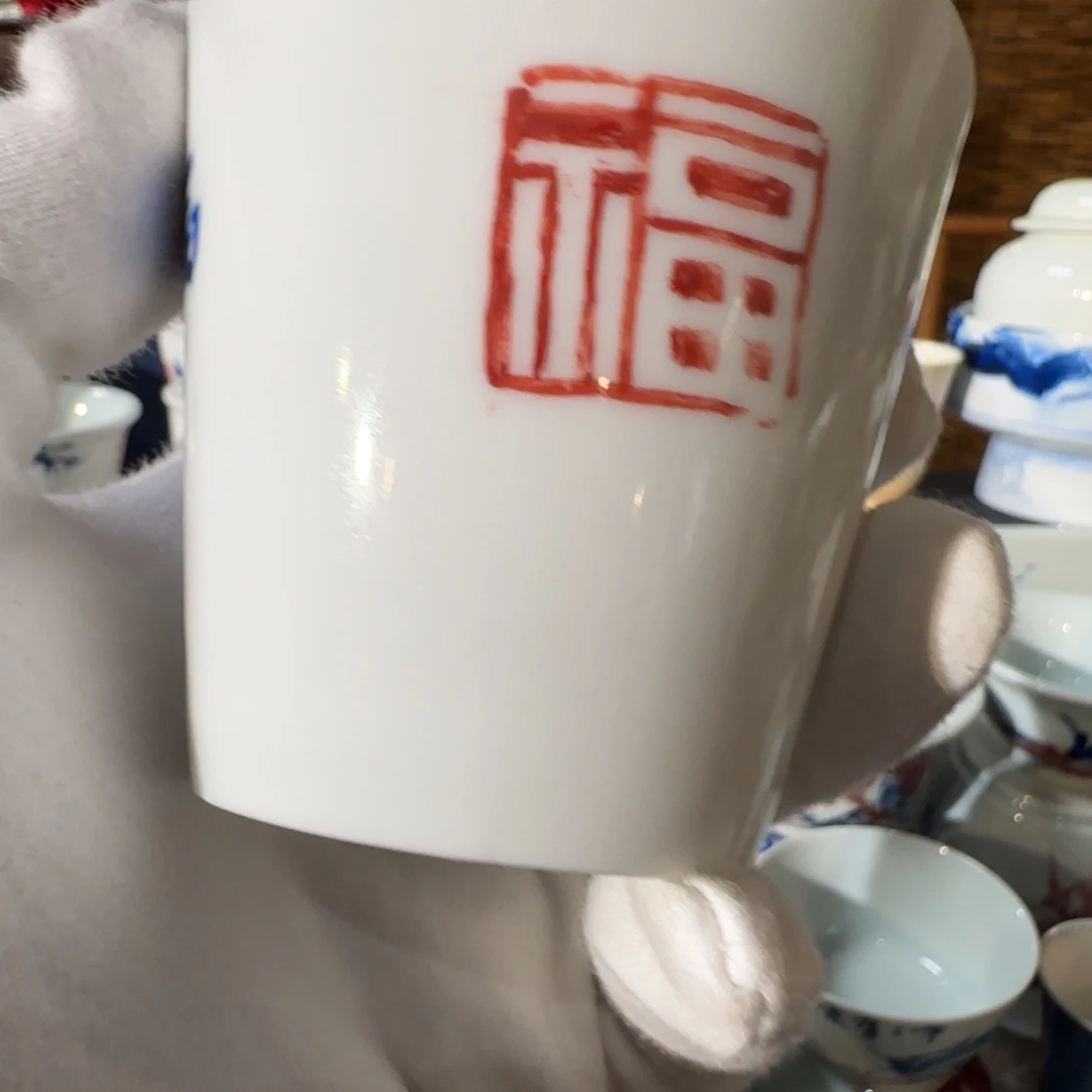 瓷可乐杯手绘青花