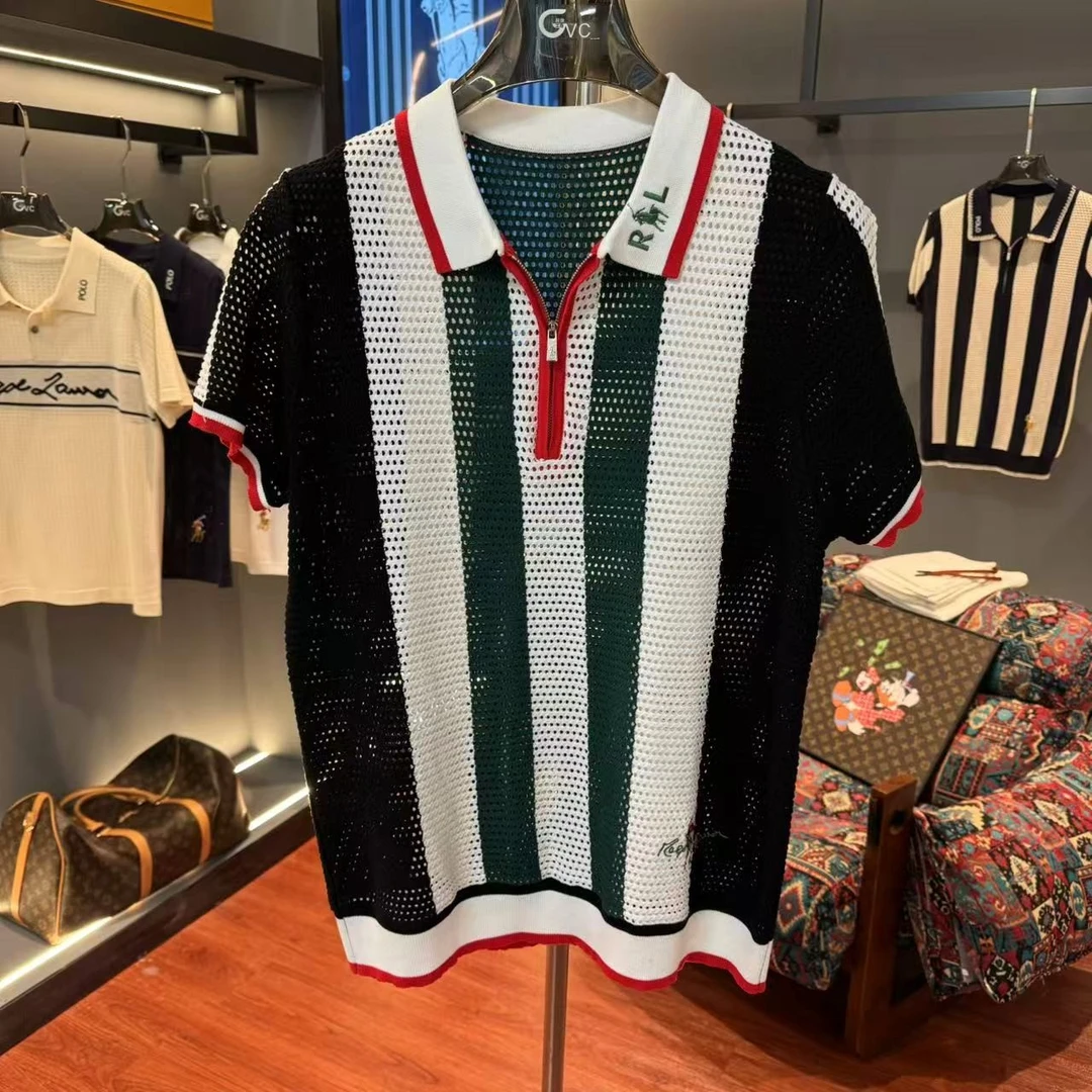 FOREPAS.2025夏季老钱风舒适透气镂空男女同款POLO衫(才专属3）