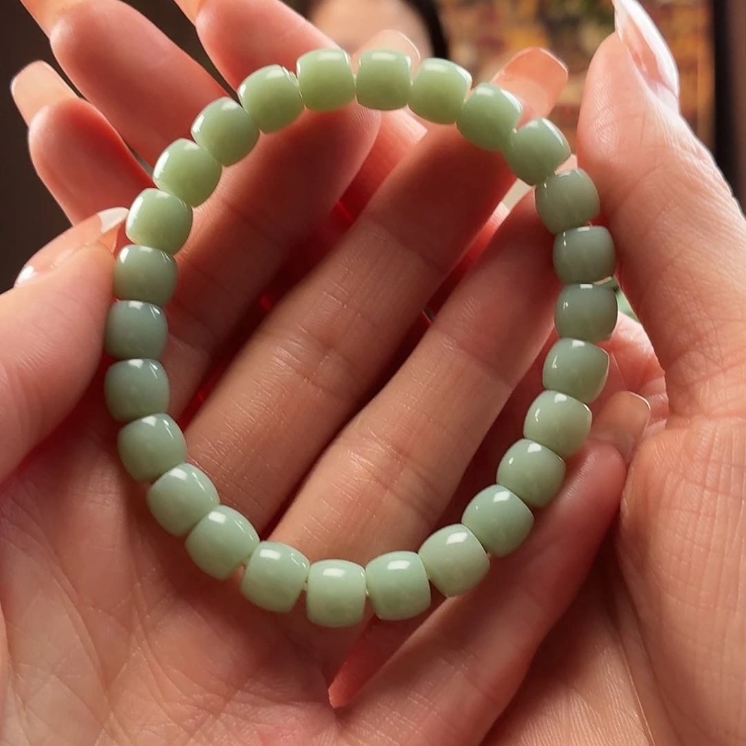 和田玉未镶嵌手串俄碧玉卡8