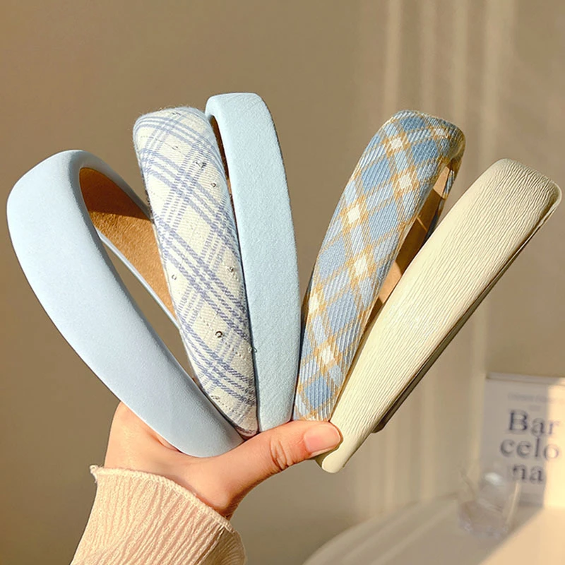 气质复古新款蓝色高颅顶发箍女百搭外出高级感压发头箍发捆头饰女