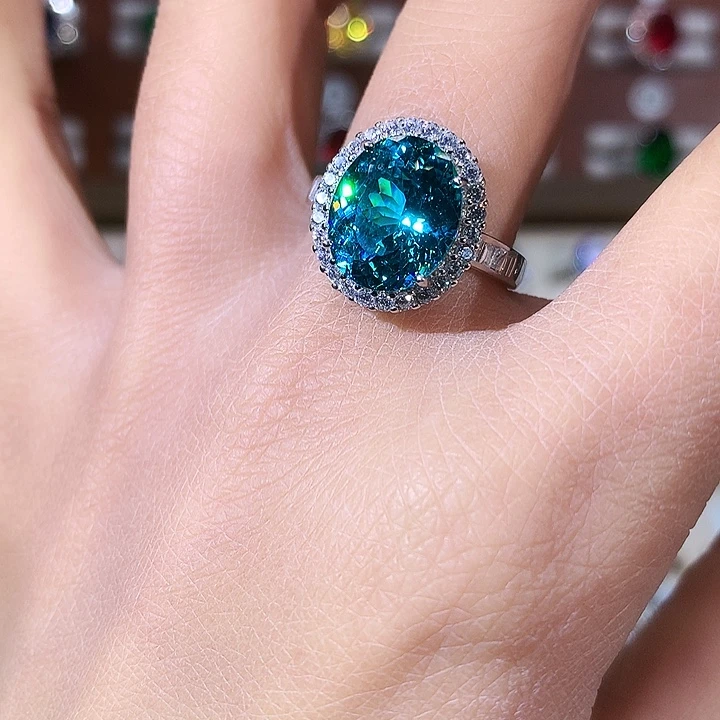 925银帕拉蓝绿戒指