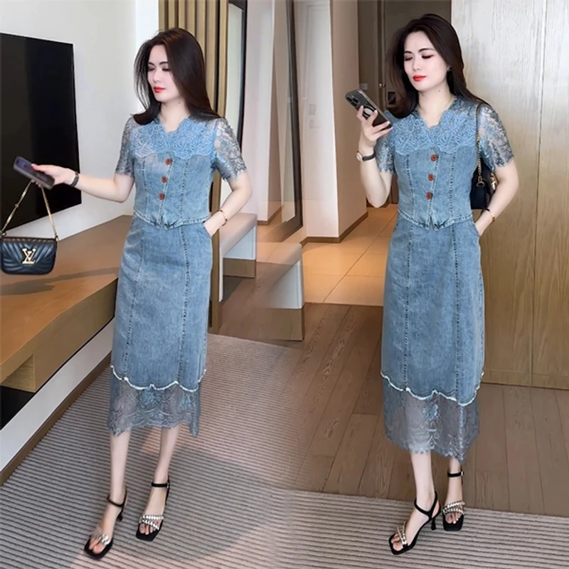 夏季新款穿搭新中式气质显瘦洋气时尚盘扣短袖连衣裙小个子收腰