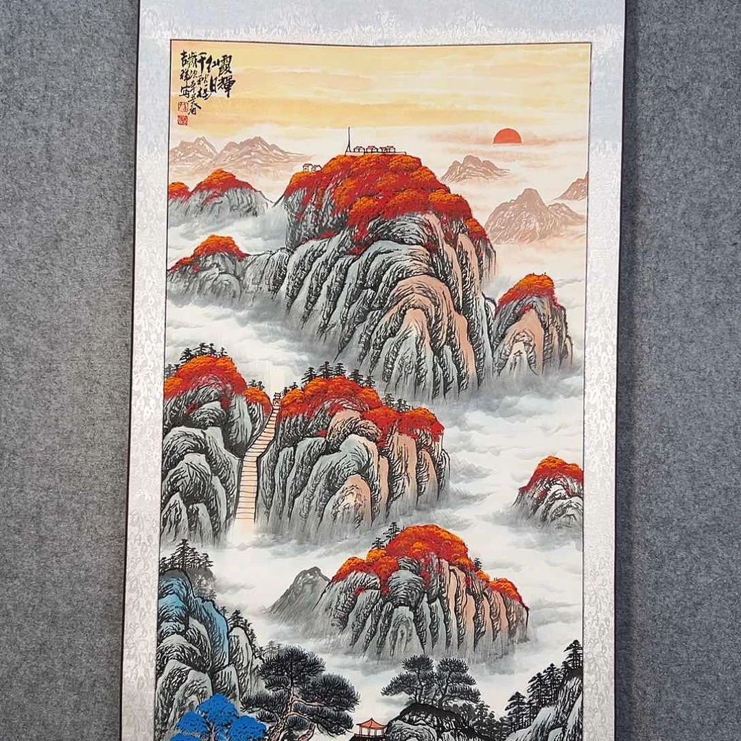 国画544 牡丹之花之叶的颜色与花色