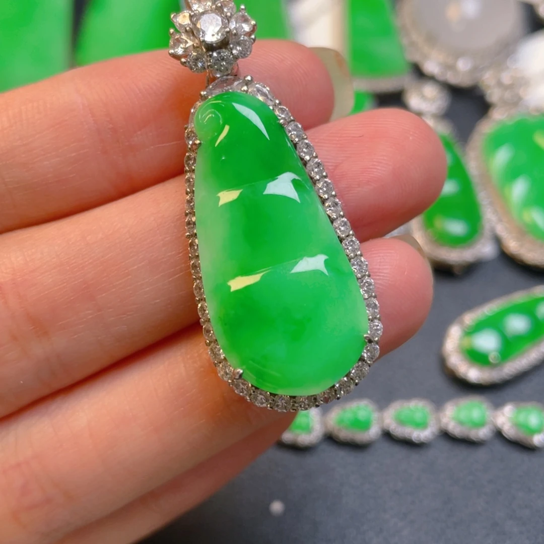 翡翠银S925镶嵌吊坠(不含链)