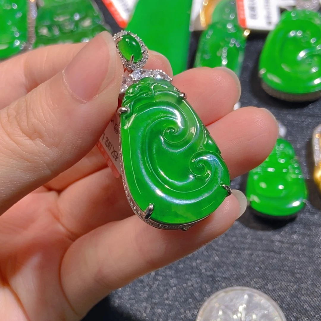 翡翠银S925镶嵌吊坠(不含链)