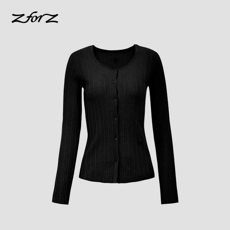 Z For Z 纤岚 天丝桑蚕丝羊绒针织长袖减龄纽扣设计ZZ2EAKGA004