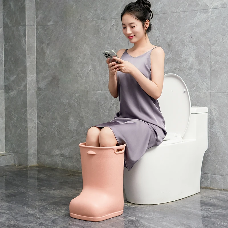 明星同款过膝泡脚桶无电恒温足浴桶家用足浴盆加高洗脚盆带盖加厚