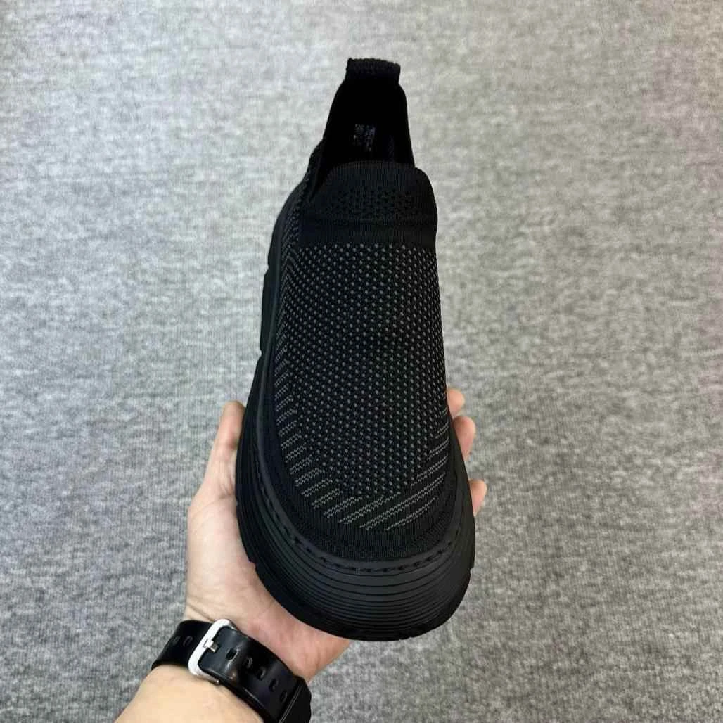 帆布男鞋夏季薄款透气网面网鞋一脚蹬针织布鞋厚底运动休闲工作鞋