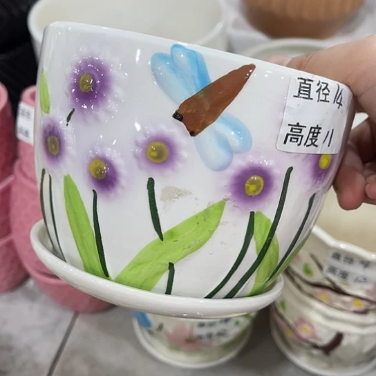 多肉绿植陶瓷花盆9.9包邮，有孔