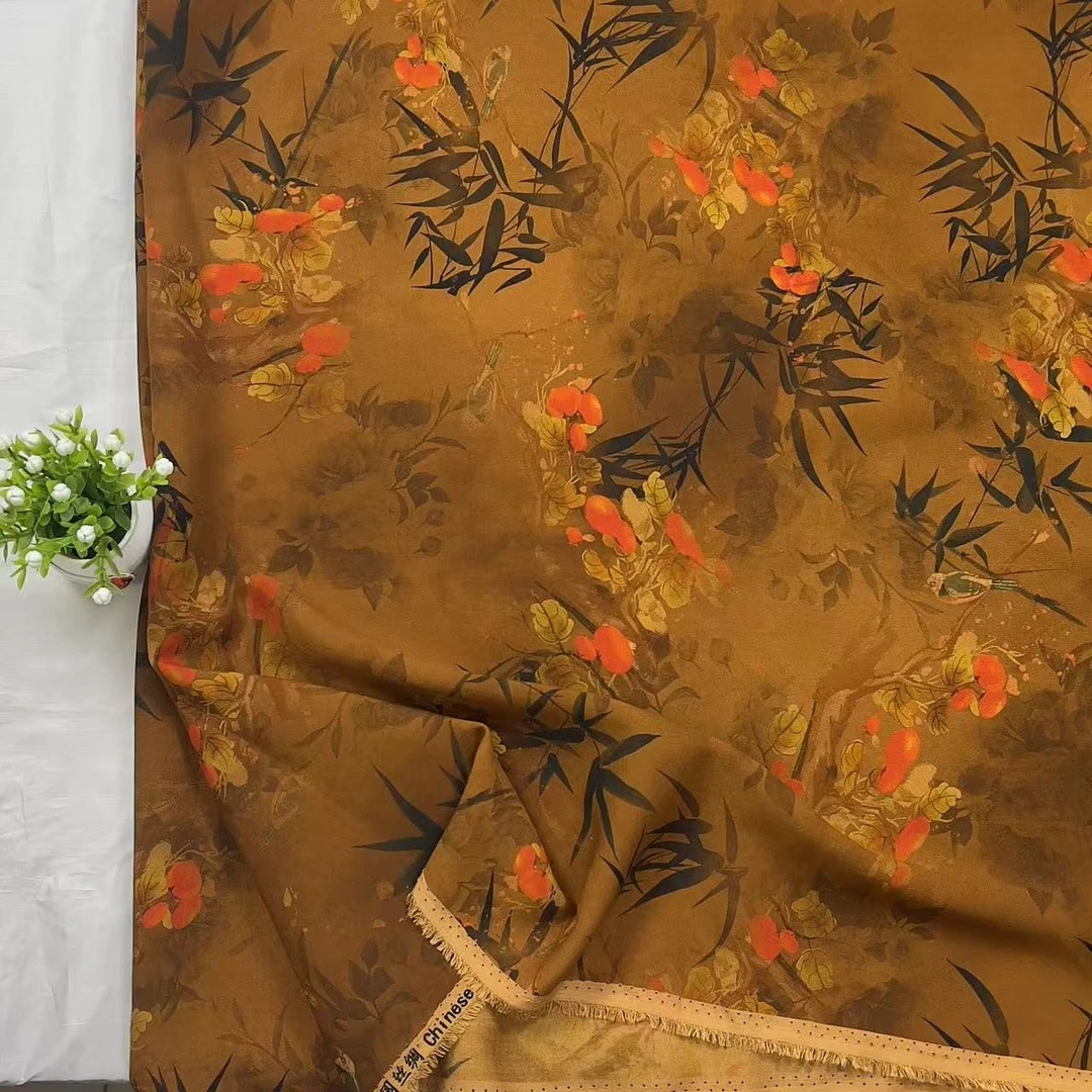 【汉锦】新品夏季纯天然材质堪比真丝花型草木染汉锦布料丝绸凉爽