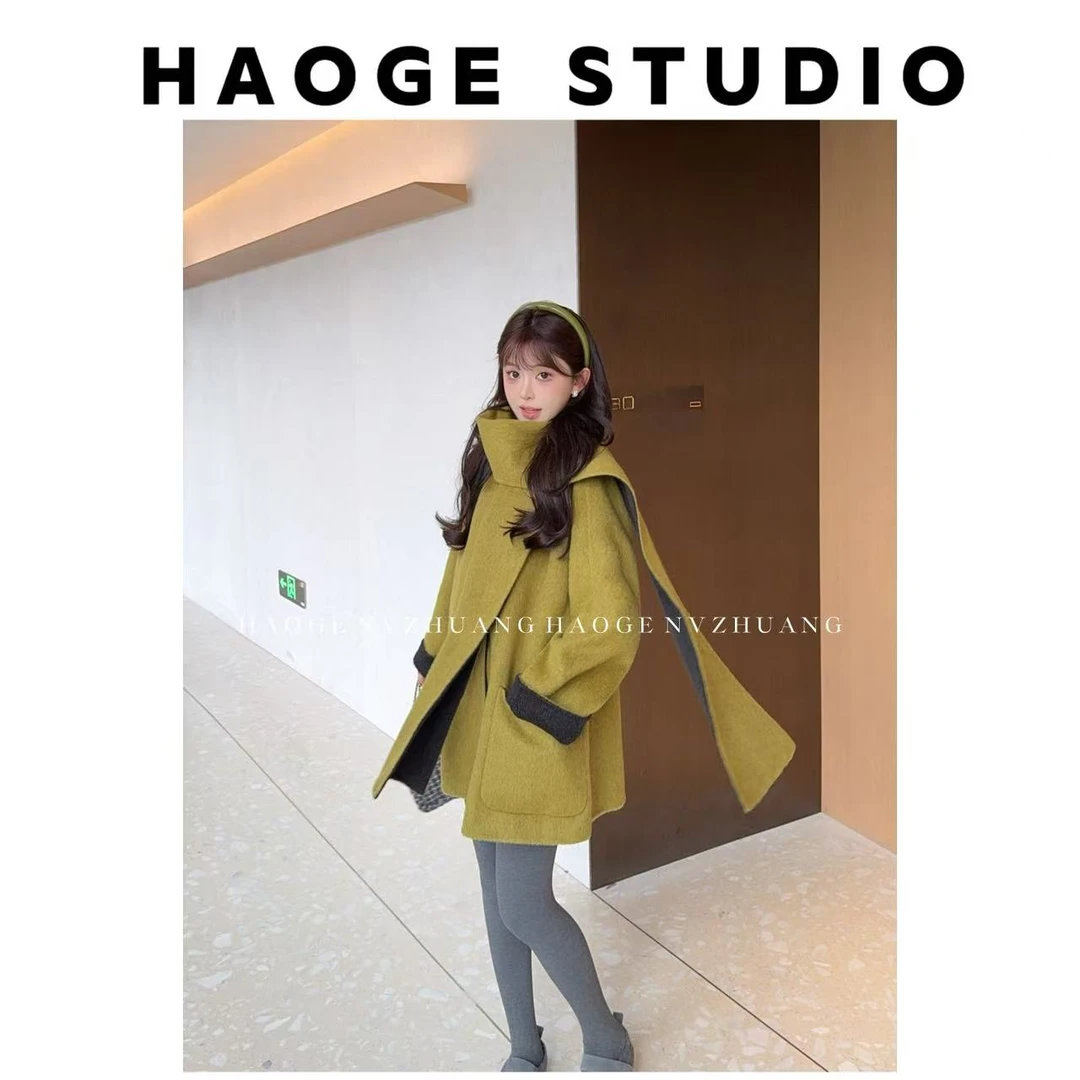 浩哥严选●魔法少女HGQ5DY3093A羊毛大衣预时尚秋冬气质简版百搭款