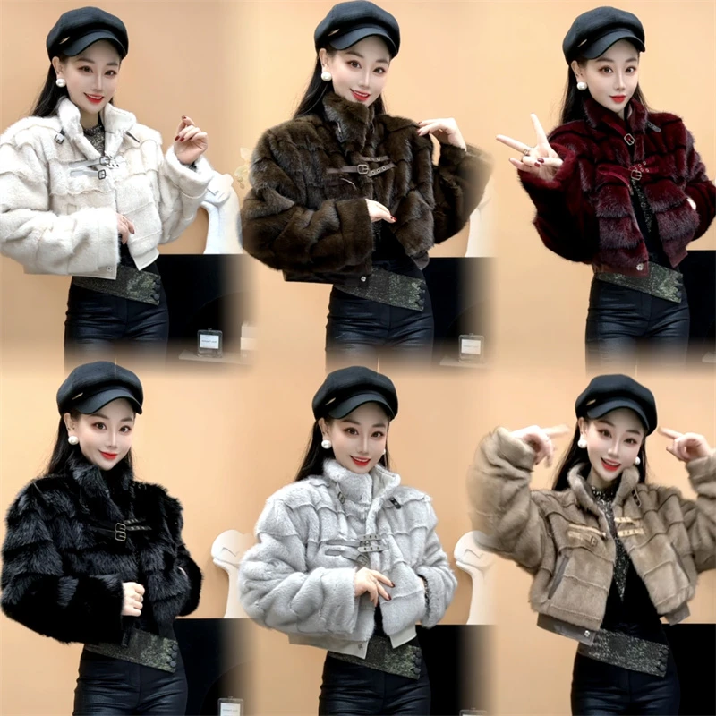 冬季加棉复古毛绒绒外套高级感名媛风短款保暖外套