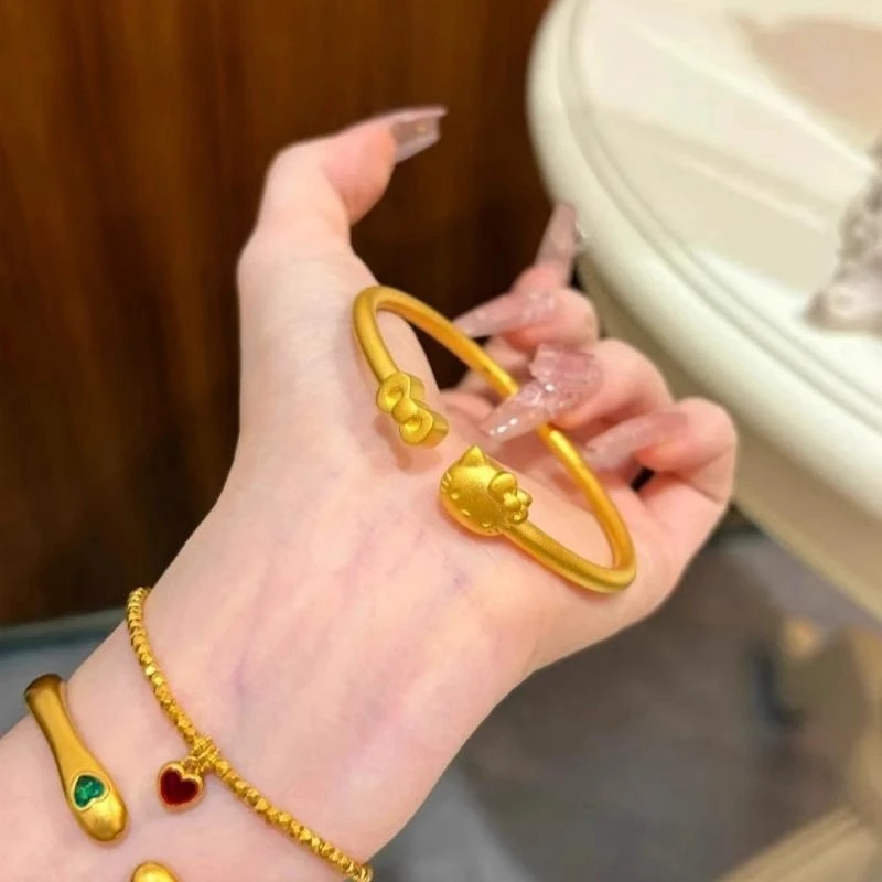 合金手镯 13号同款可爱Kity开口手镯首饰饰品镯子女轻奢黄金时尚