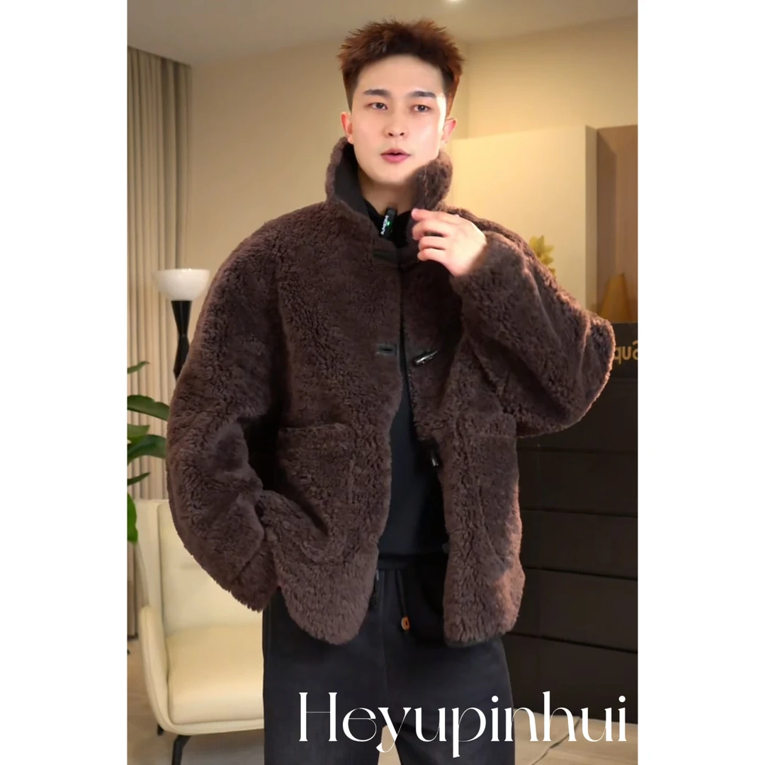 2025年新款100%羊毛双面男款冬季中长款男士时尚保暖