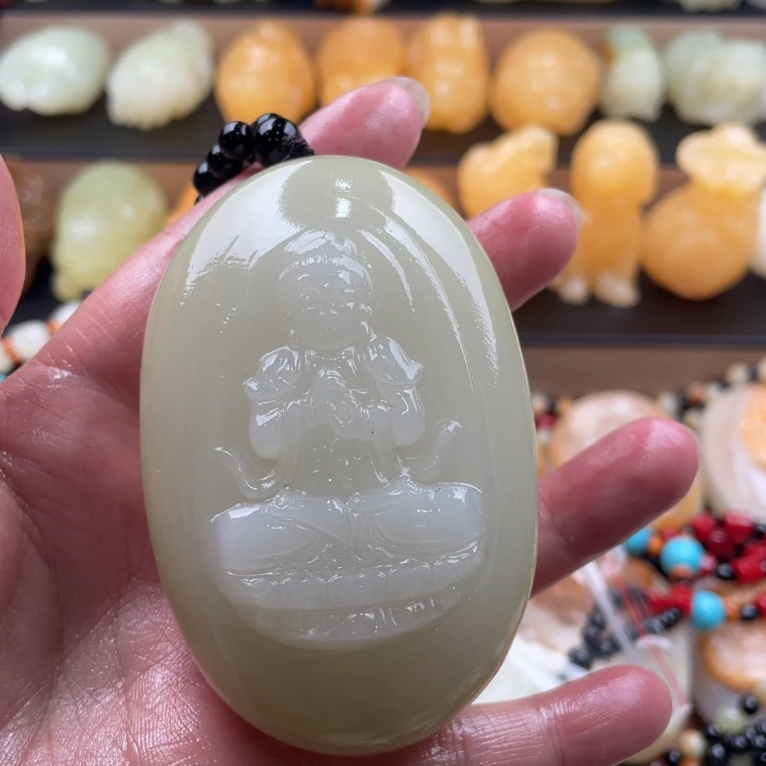 奋***！石材天然古青石手把件