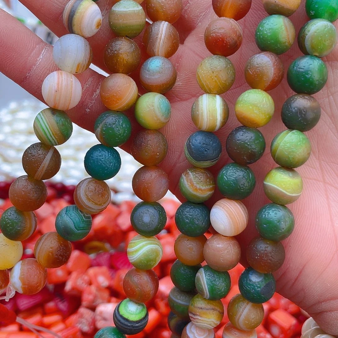 玛瑙/玉髓珠宝半成品未镶嵌孔雀橘皮玛瑙1条卡10