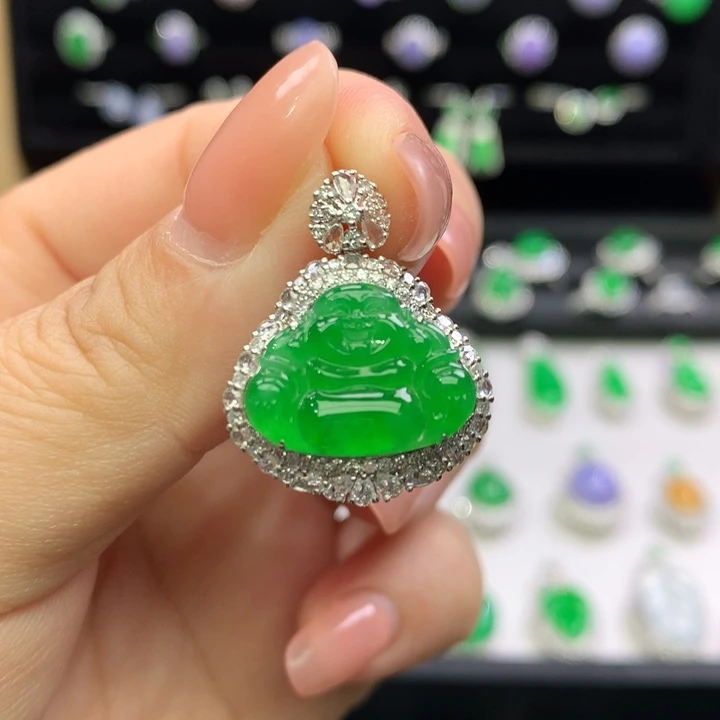 翡翠18K金镶嵌吊坠(不含链)