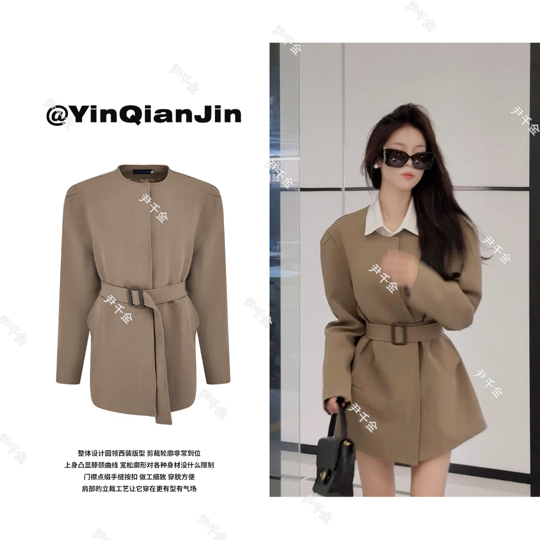 尹千金春秋款【千颂伊】省钱风韩系时尚辣妹经典风衣W240511