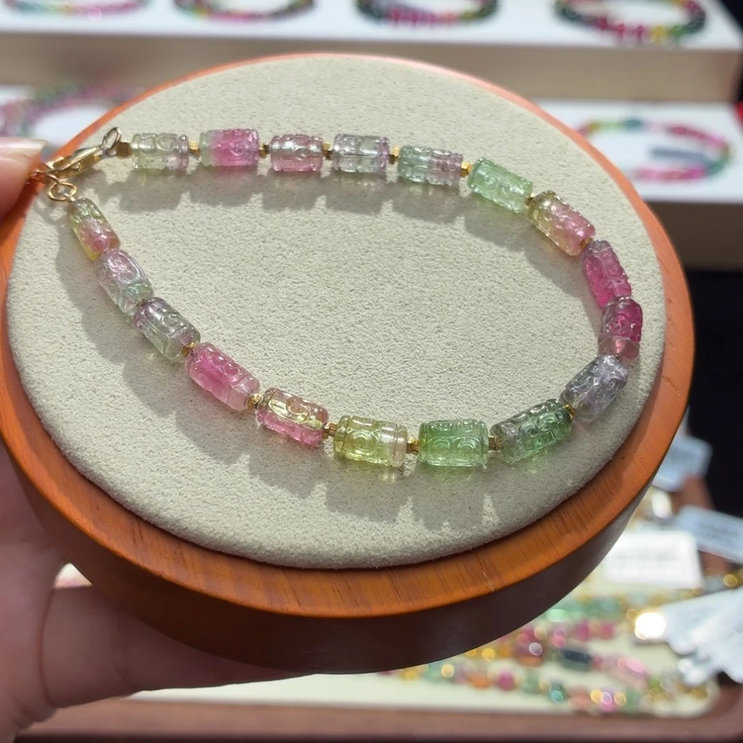 晴***里手串碧玺未镶嵌两天看货期