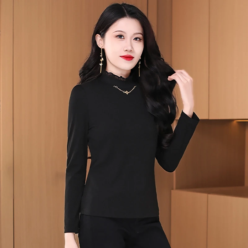 优雅新款气质时尚大气减龄休闲收腰显瘦打底衫22001