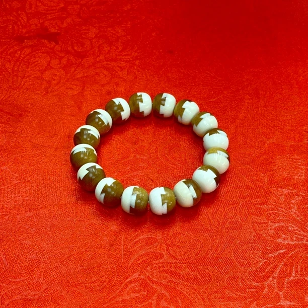 888 老山檀+猛犸牙榫卯珠13*14单圈成品手串