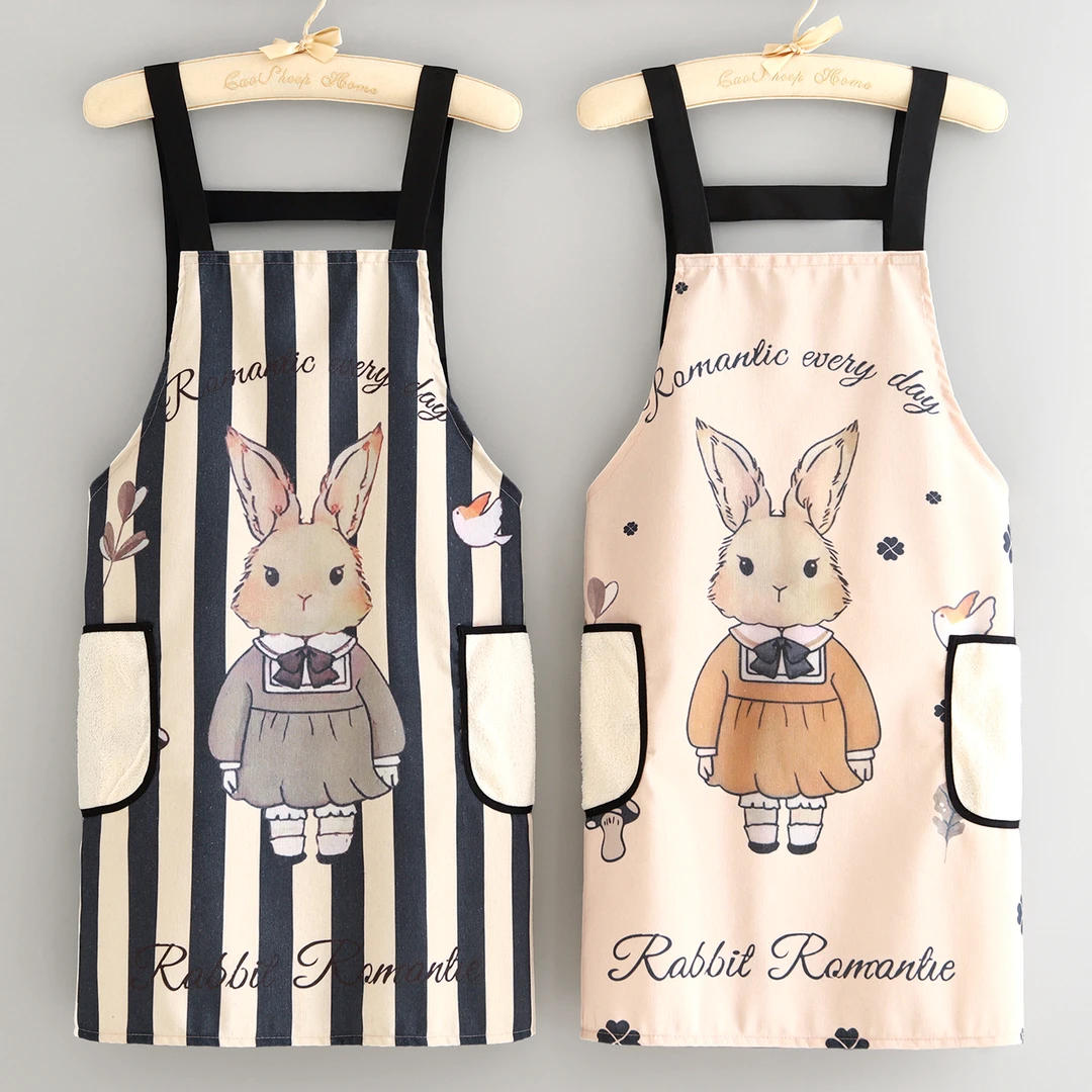 卡通帆布厨房围裙家用做饭围腰透气耐脏餐饮花店烘焙店专用工作服