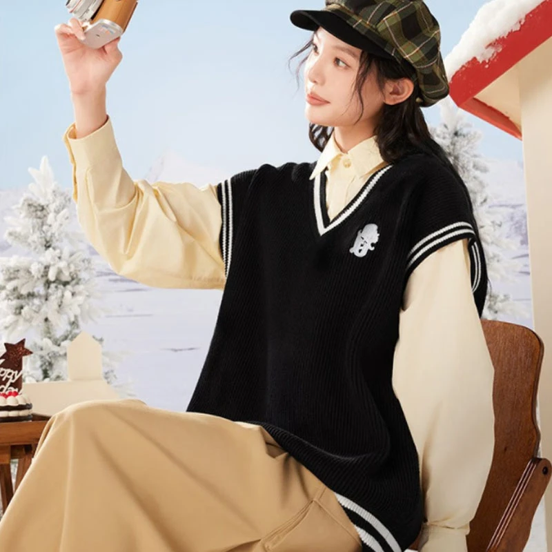 361°男女同款轨迹系列针织马甲春秋时尚套头V领背心662419805