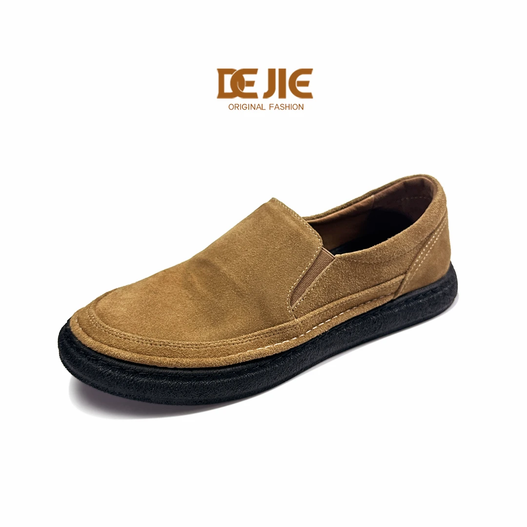 男士棕色舒适一脚蹬布鞋豆豆鞋男款上班男鞋真皮乐福鞋开车专用潮