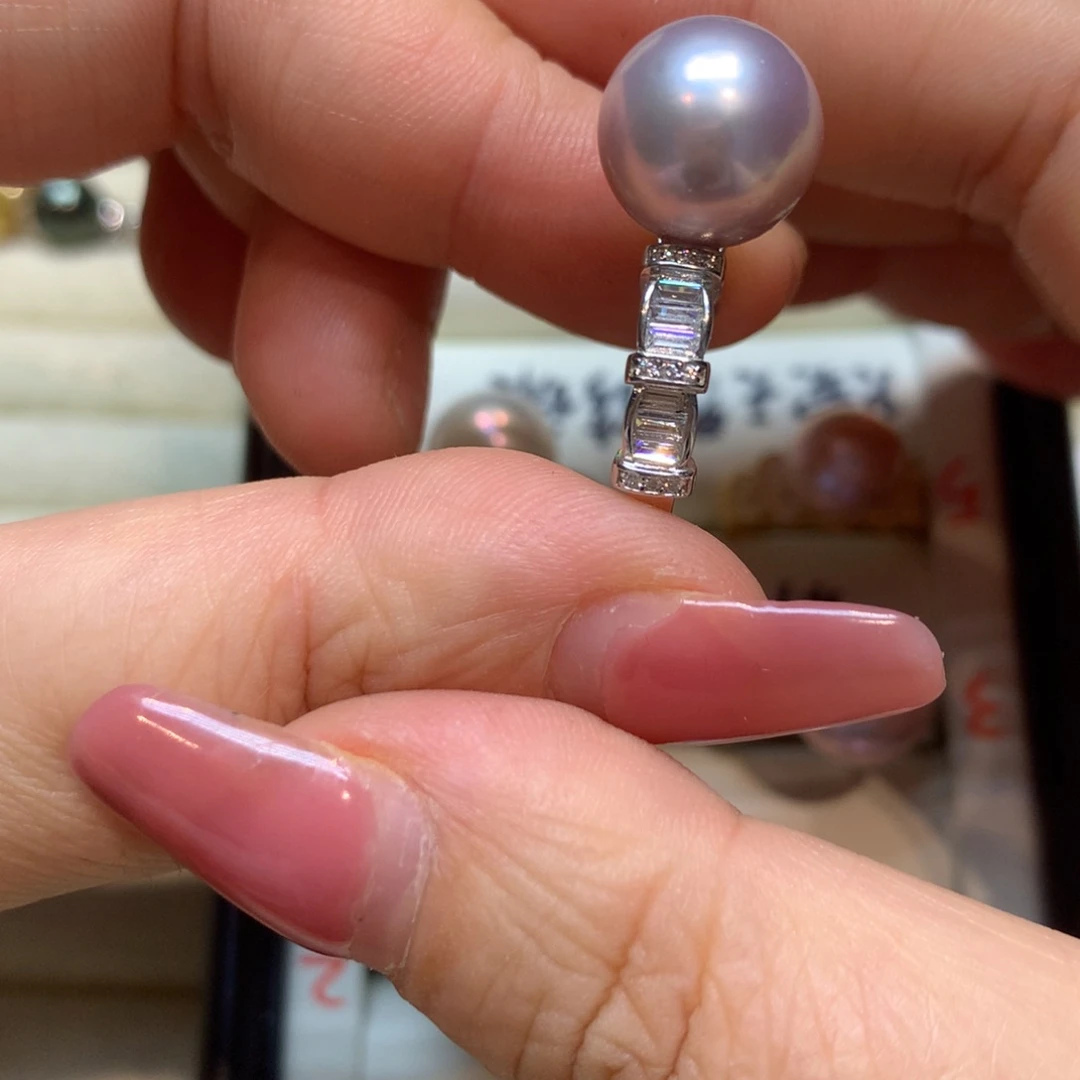 戒指银S925镶嵌淡水珍珠