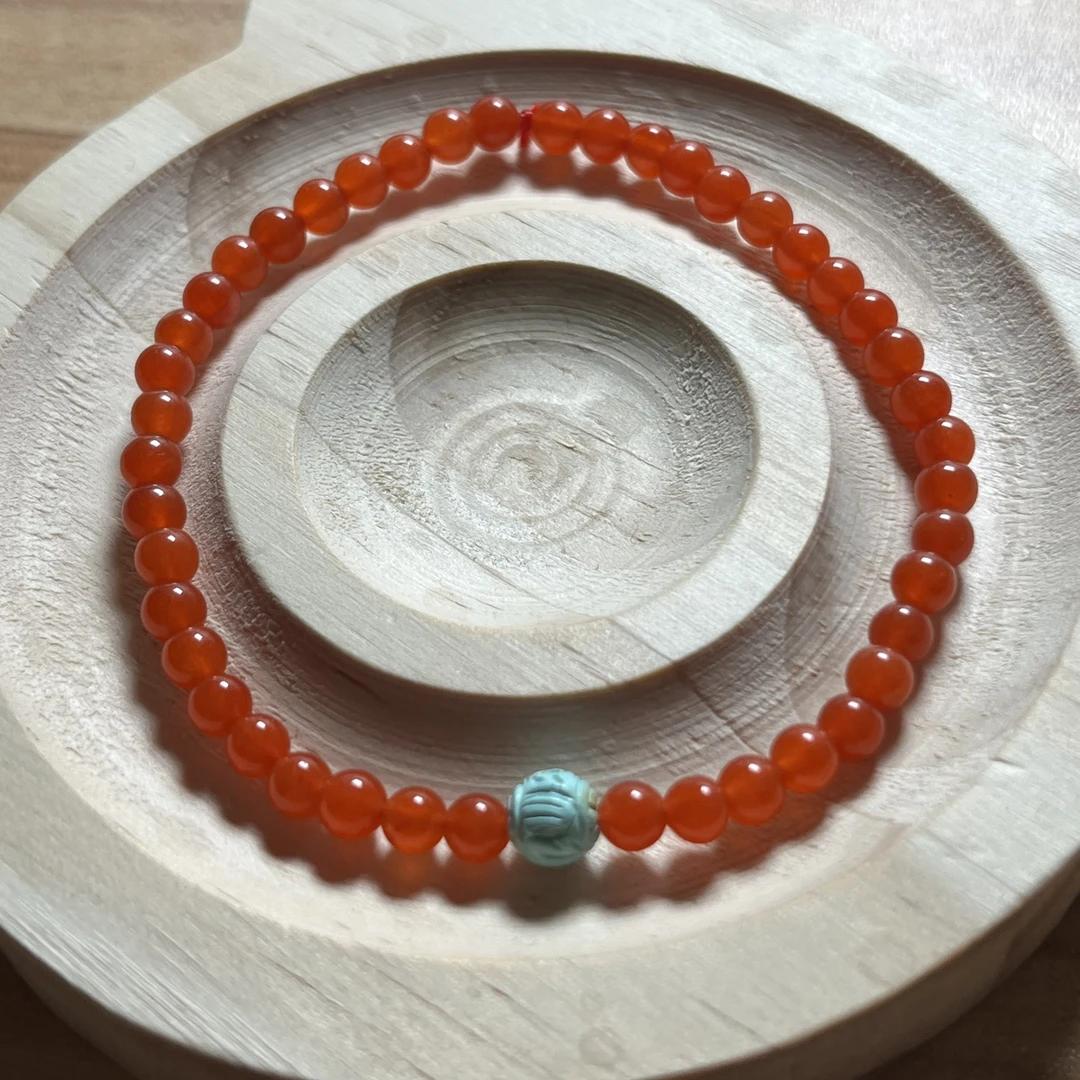 原矿绿松六字箴言柿子红手串5mm左右保证纯天然原矿一物一图实拍