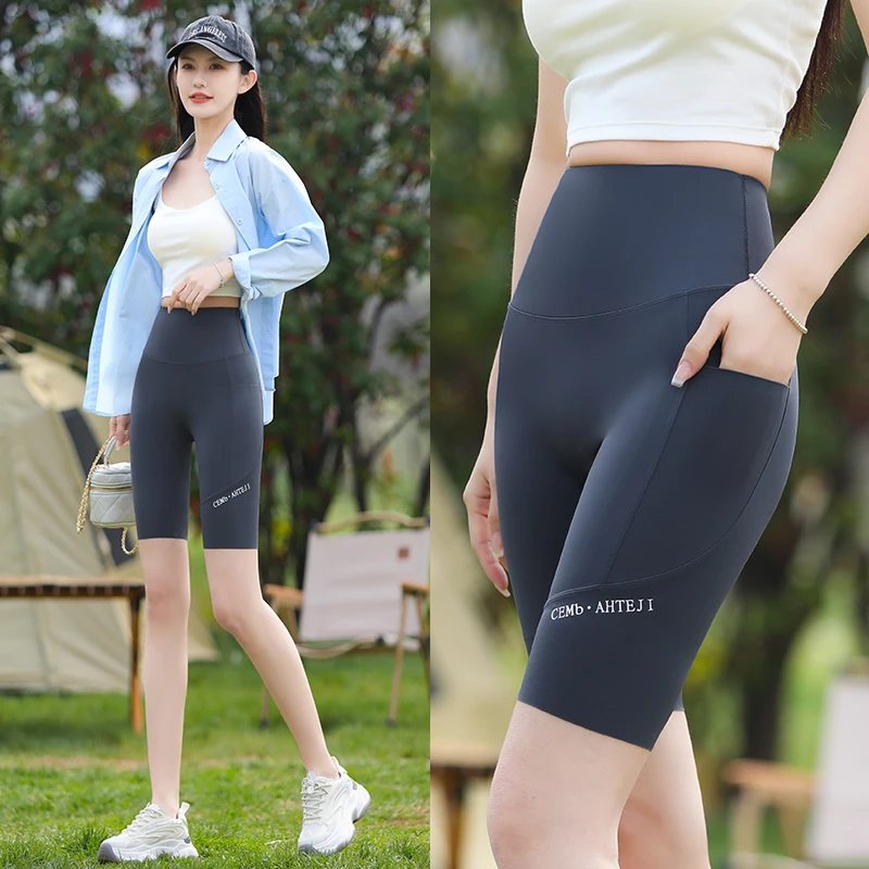 S088冰丝五分鲨鱼裤女外穿薄款高腰提臀健身运动骑行瑜伽打底短裤
