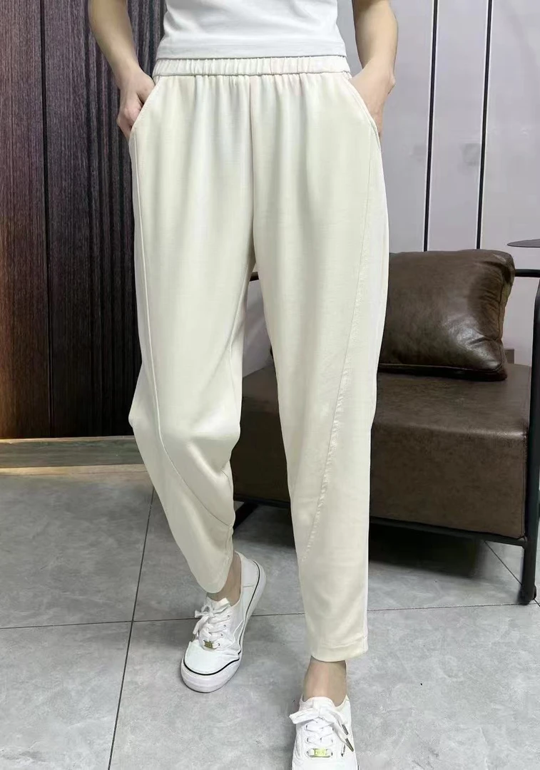 2025夏季新款高腰显瘦大码休闲裤百搭舒适时尚女裤薄款裤子宽松
