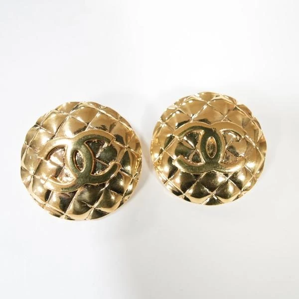 Chanel 中古金色圆形耳夹