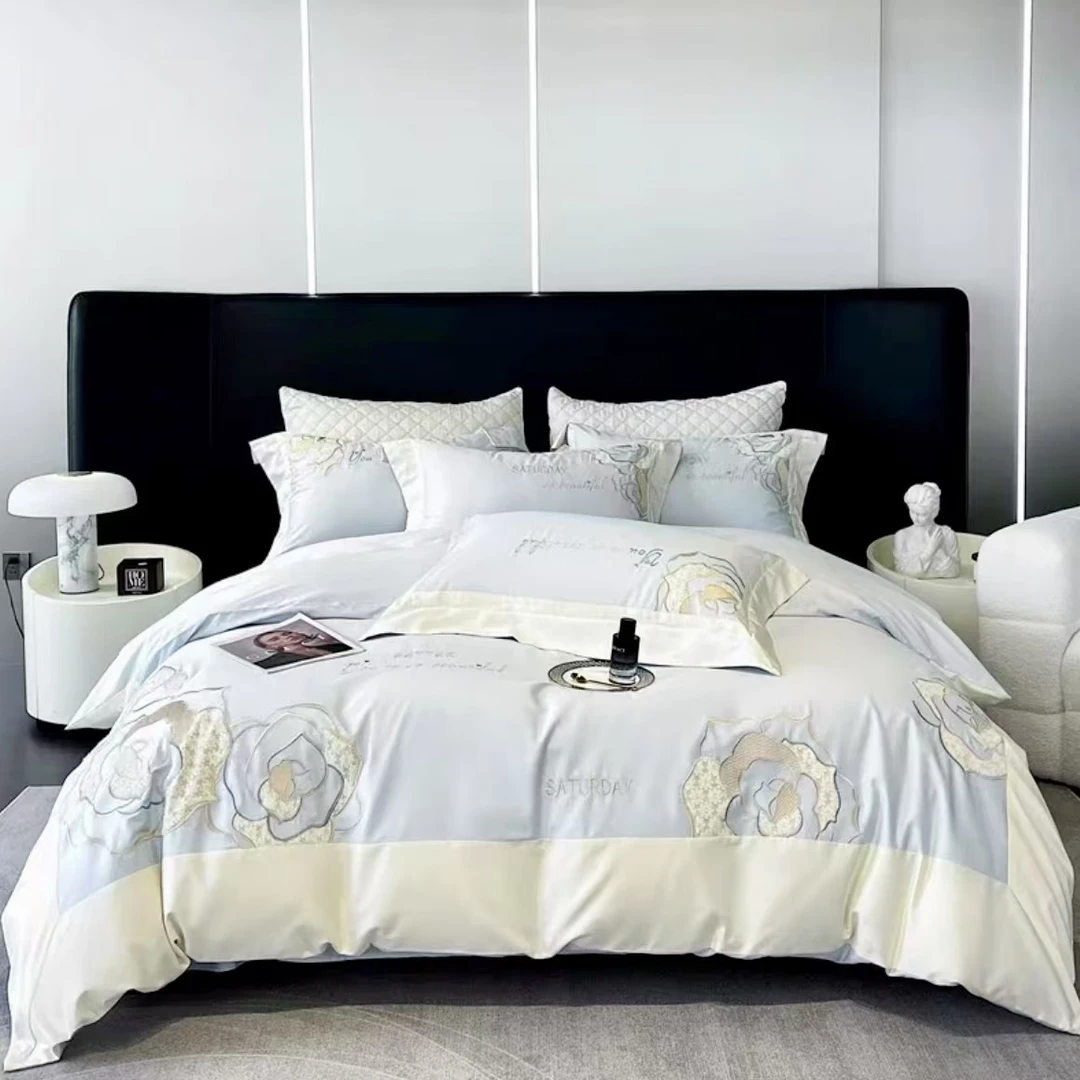 纯 棉长绒棉细纱刺绣四件套-芳华轻奢高档