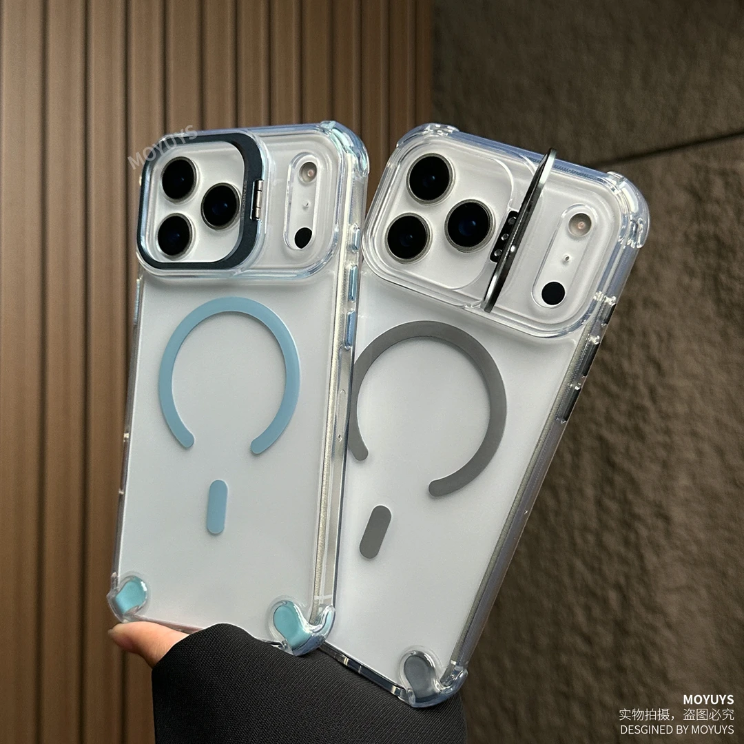 适用iPhone苹果17promax手机壳air磁吸支架16promax透明15/14防摔