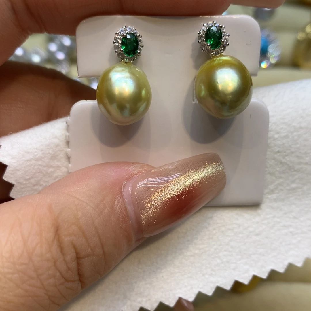 银S925镶嵌耳饰海水珍珠