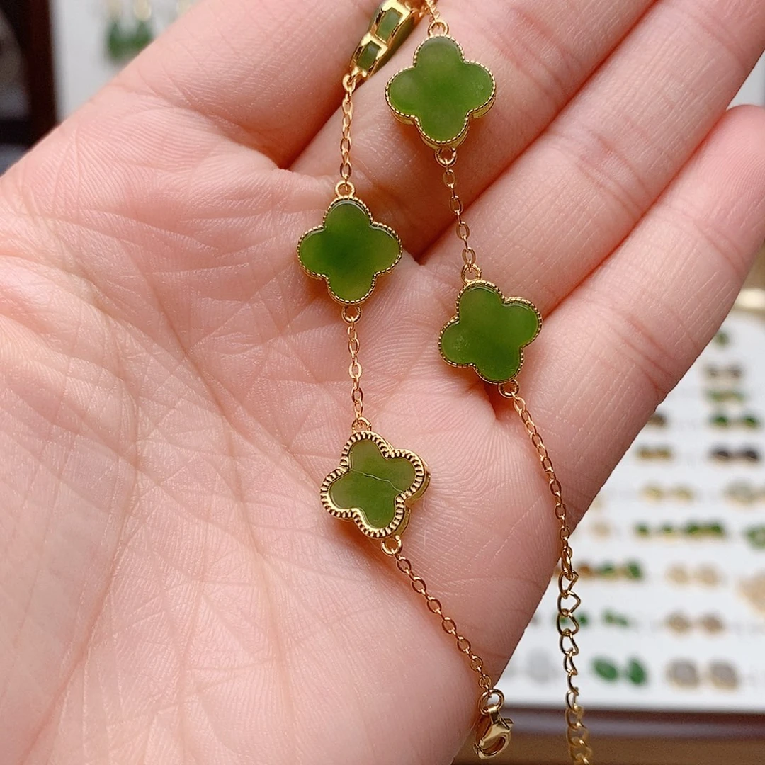 和田玉银S925镶嵌手链