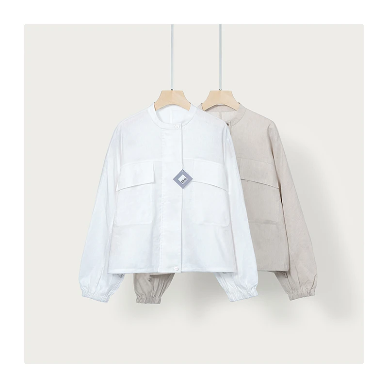 小立领亚麻短外套2F-965