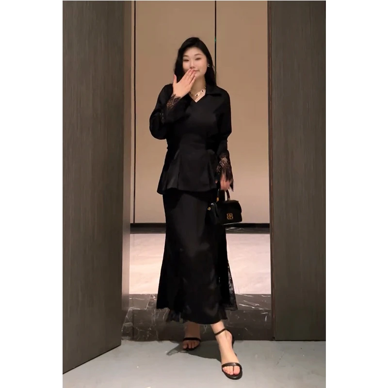 大码小香风套装春夏时尚上衣半身裙两件套2883#