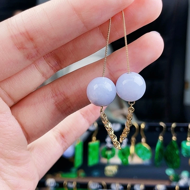 翡翠耳饰银S925镶嵌饰品