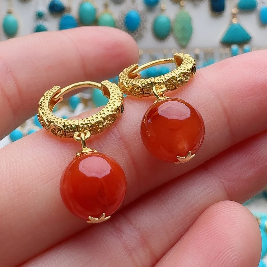 绿松石未镶嵌耳饰